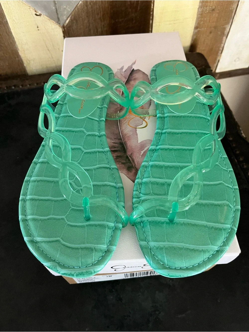 Jessica Simpson Aloni Jelly sandals in summer seafoam